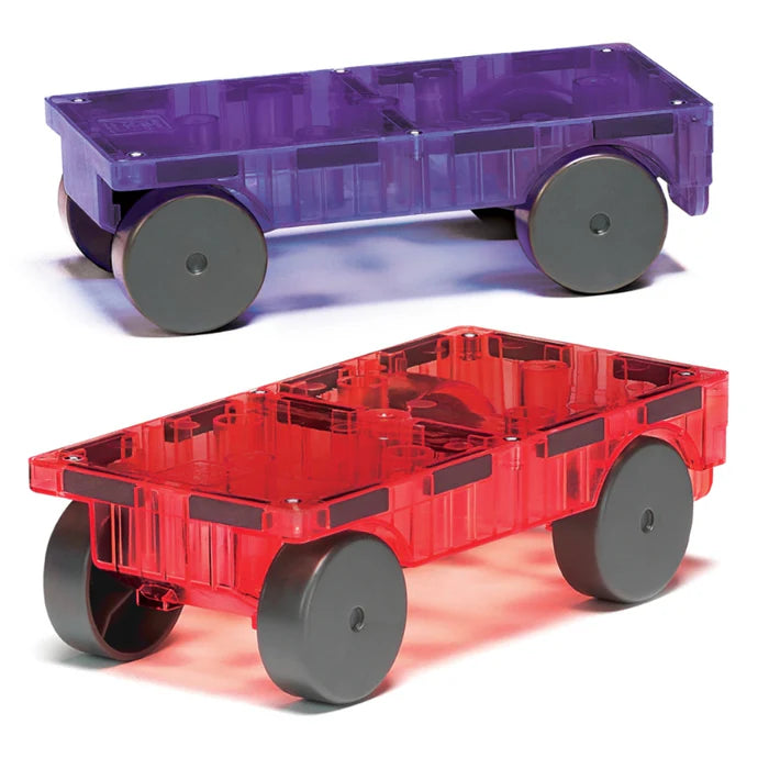 MAGNA-TILES Cars 2 piece paars rood uitbreidingsset