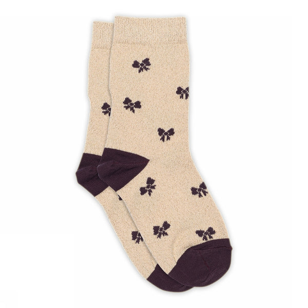 Melton Bow glitter socks Crystal Pink