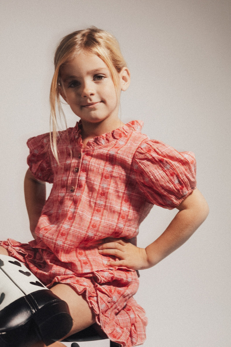 Labo de Colores blouse shortsleeve Loreen red AOP