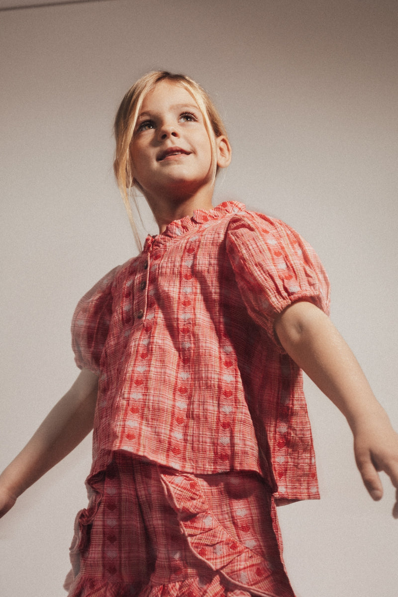 Labo de Colores blouse shortsleeve Loreen red AOP