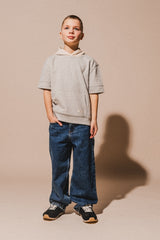 Labo de Colores shortsleeve hoodie Paz grey melee light