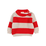 Búho baby stripes jumper poppy red