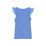 Búho rib ruffle t-shirt ocean blue