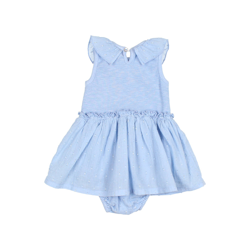 Búho baby lurex plumeti combi dress placid blue