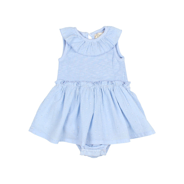 Búho baby lurex plumeti combi dress placid blue