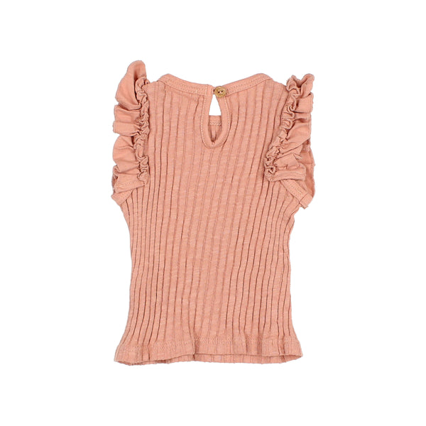 Búho baby ruffle top rose clay