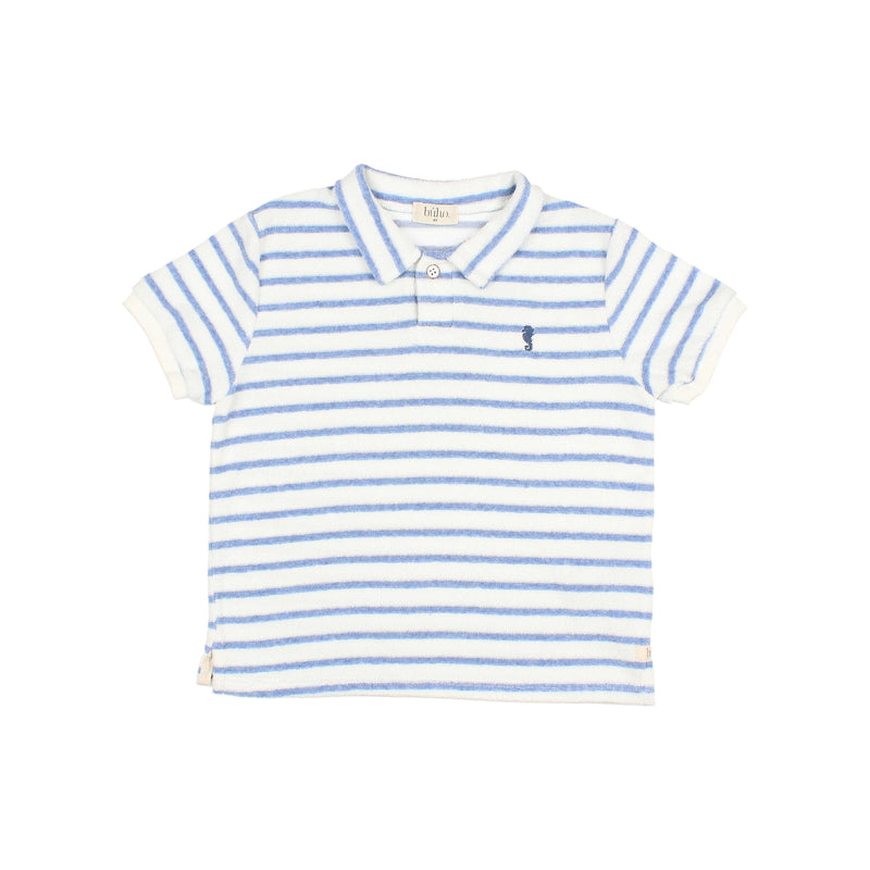 Búho terry stripes polo placid blue