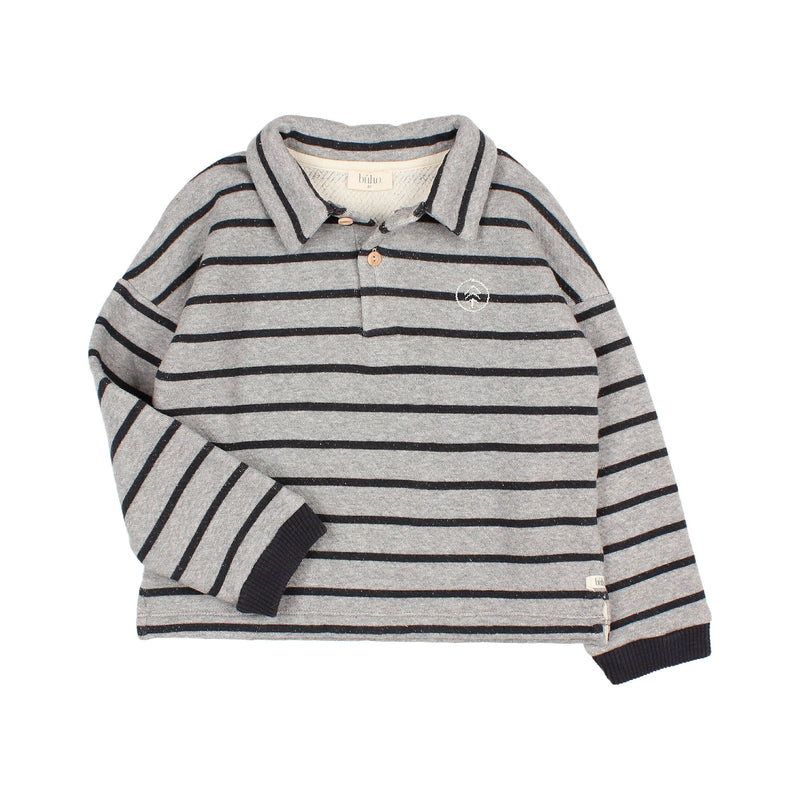 Búho stripes collar sweater grey-navy