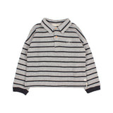 Búho stripes collar sweater grey-navy