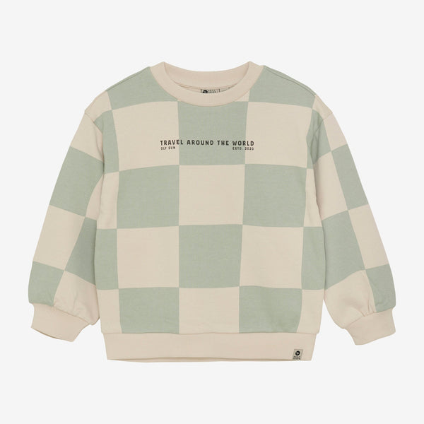 Daily Seven Oversized Sweater Check Print Cool Mint