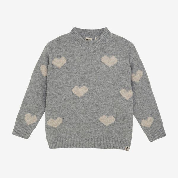 Daily Seven Knitted Sweater Heart Medium Grey Melange