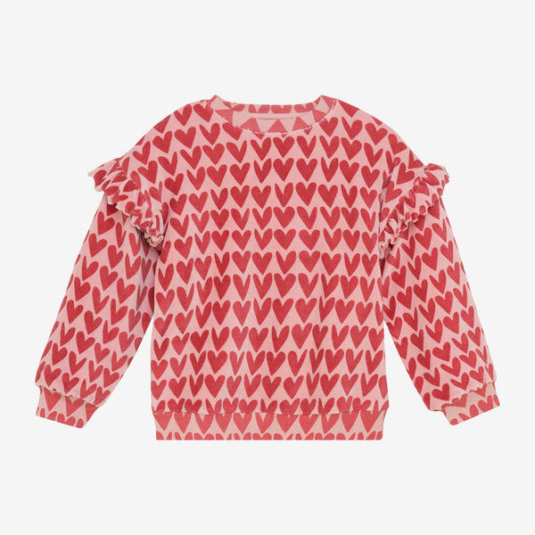 Daily Seven Sweater Heart Print Pale Mauve