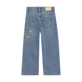 Daily Seven Denim Wide Fit Embroidery Blue Denim