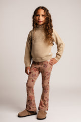 Baje Studio Preda flared legging Peach almond AOP