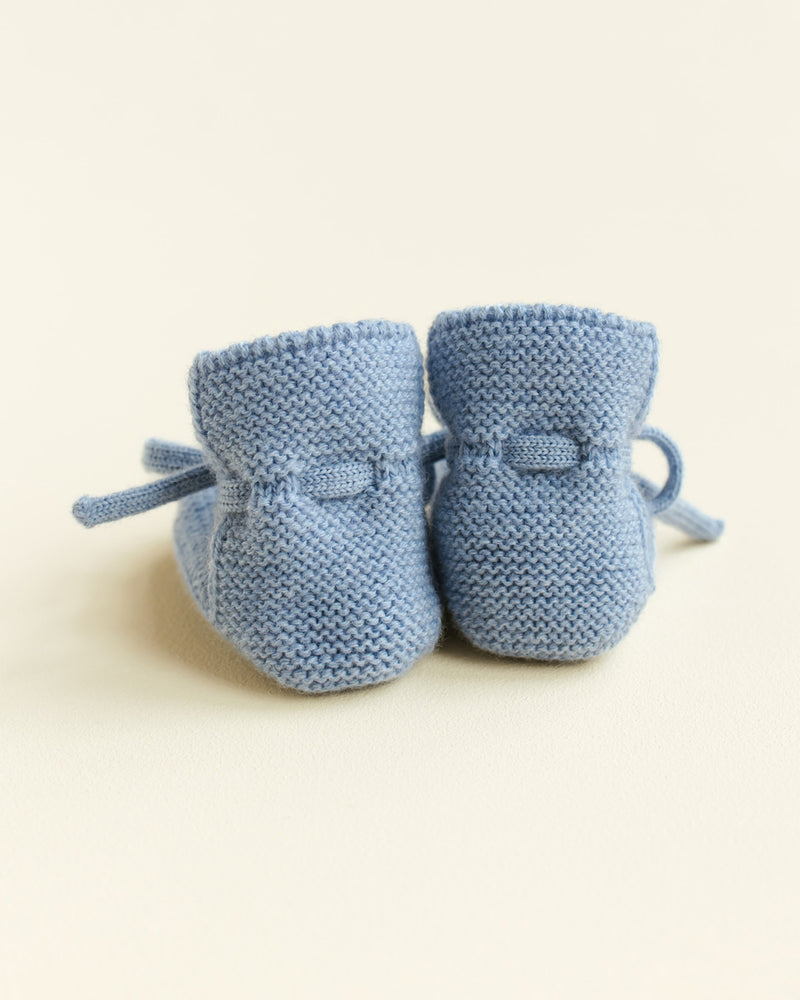 Hvid booties merinowol 0-9m light blue