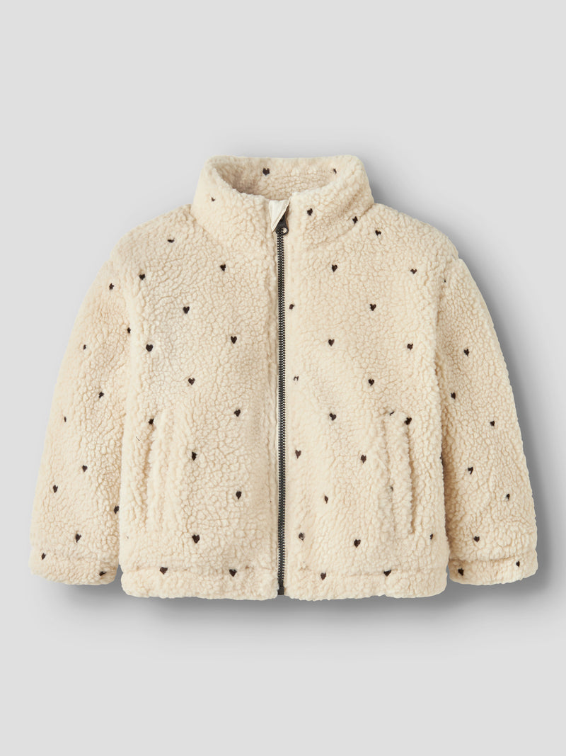 Lil' Atelier Mini Nalo teddy jacket Turtledove EMB. HEARTS