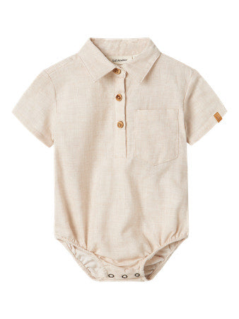 Lil' Atelier Baby Tarou short sleeve blouseromper Bleached Sand