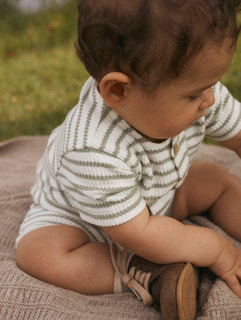 Lil' Atelier Baby Tadeo short sleeve jumpsuit Seagrass