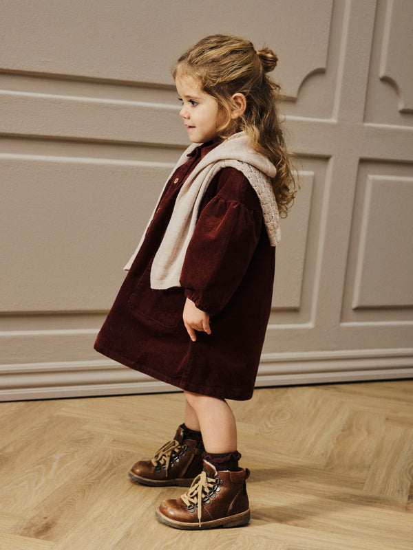 Lil' Atelier Mini Obert corduroy jurk Hot Chocolate