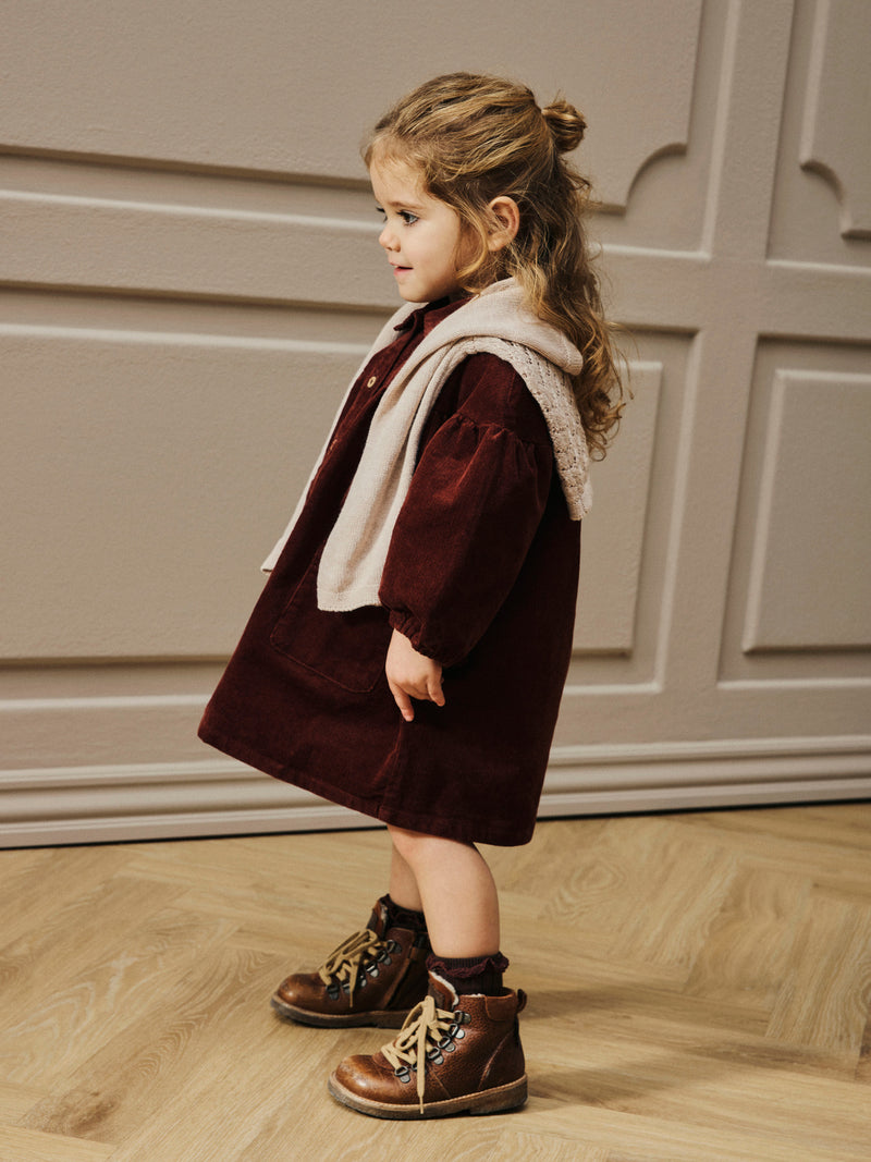 Lil' Atelier Mini Obert corduroy jurk Hot Chocolate