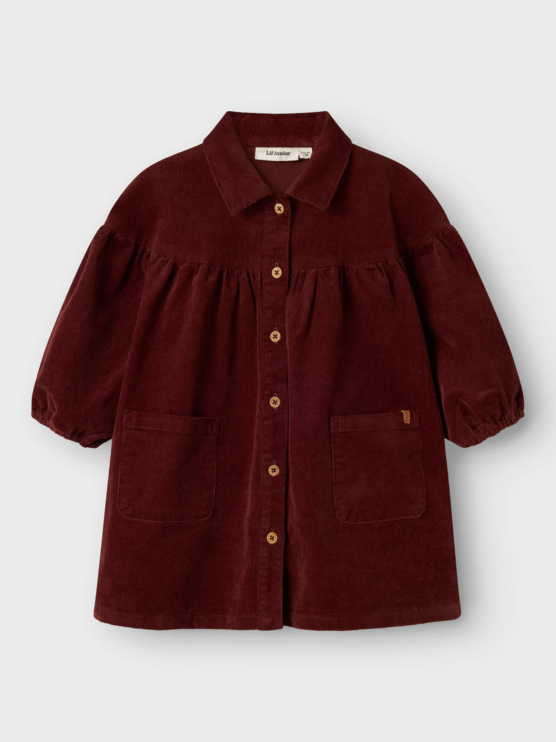 Lil' Atelier Mini Obert corduroy jurk Hot Chocolate