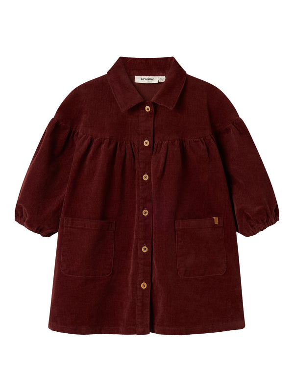 Lil' Atelier Mini Obert corduroy jurk Hot Chocolate