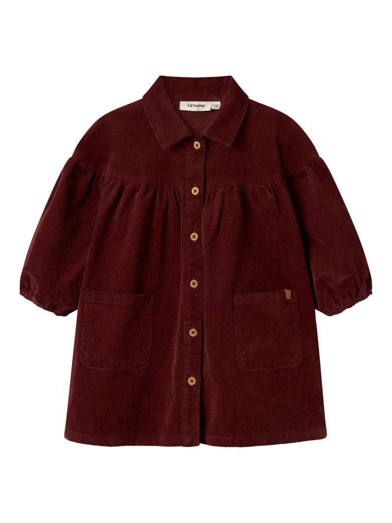 Lil' Atelier Mini Obert corduroy jurk Hot Chocolate