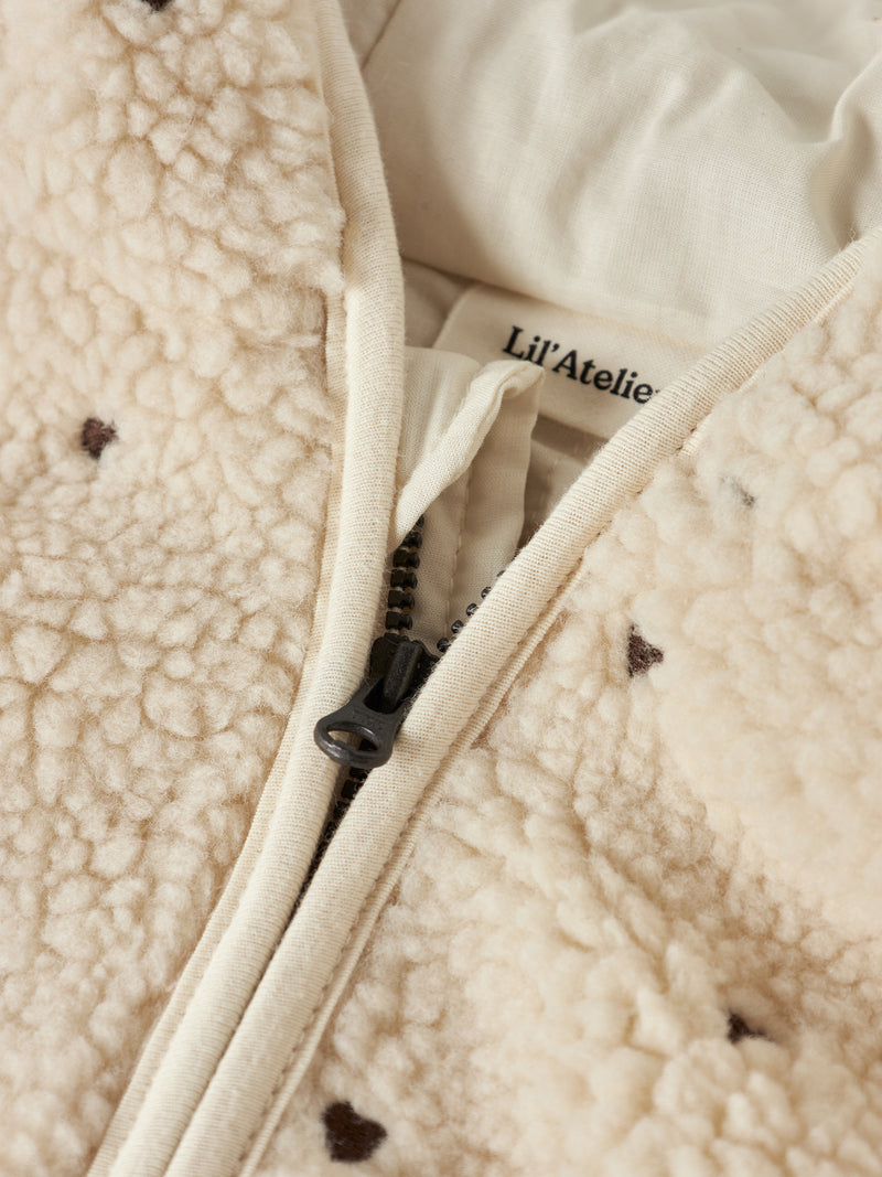Lil' Atelier Baby Nalo teddy jacket Turtledove HEARTS EMB