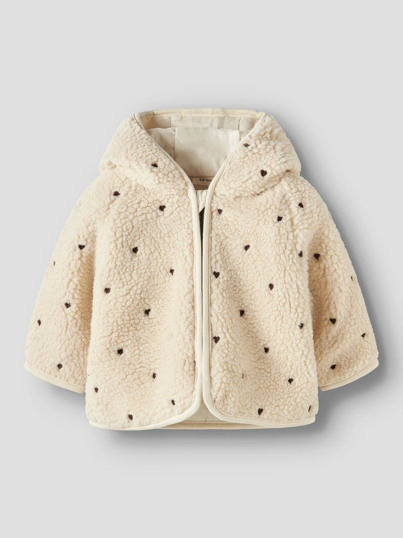 Lil' Atelier Baby Nalo teddy jacket Turtledove HEARTS EMB
