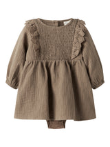 Lil' Atelier Baby Rosita Liu jurk Sepia Tint