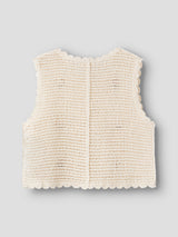 Lil' Atelier Mini Flora knit vest Coconut Milk