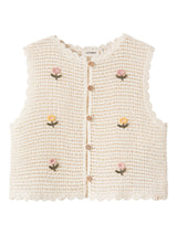 Lil' Atelier Mini Flora knit vest Coconut Milk