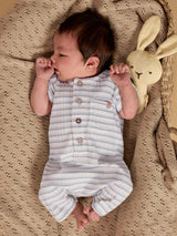 Lil' Atelier Baby Haldur ss loose short suit Coconut Milk DUSTY BLUE