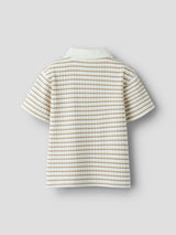 Lil' Atelier Mini Haldur ss loose polo Coconut Milk COCA MOCHA