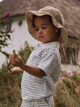 Lil' Atelier Mini Haldur ss loose polo Coconut Milk DUSTY BLUE