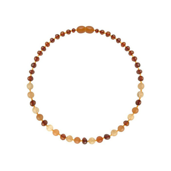 Barnsteen ketting 32 cm cognac en aventurijn