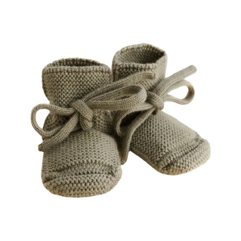 Hvid booties merinowol 0-9m artichoke