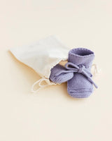 Hvid booties merinowol 0-9m lilac