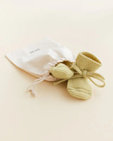 Hvid booties merinowol 0-9m light yellow