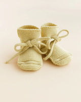 Hvid booties merinowol 0-9m light yellow