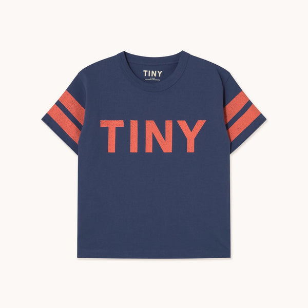 Tinycottons stripes logo tee light navy