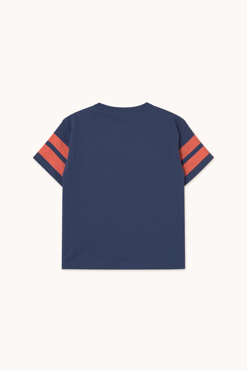 Tinycottons stripes logo tee light navy