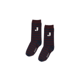 Jenest J stripe socks navy blue cherry bordeaux