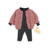 Búho baby botonato cardigan peony