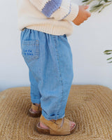 Búho baby denim linnen broek washed denim