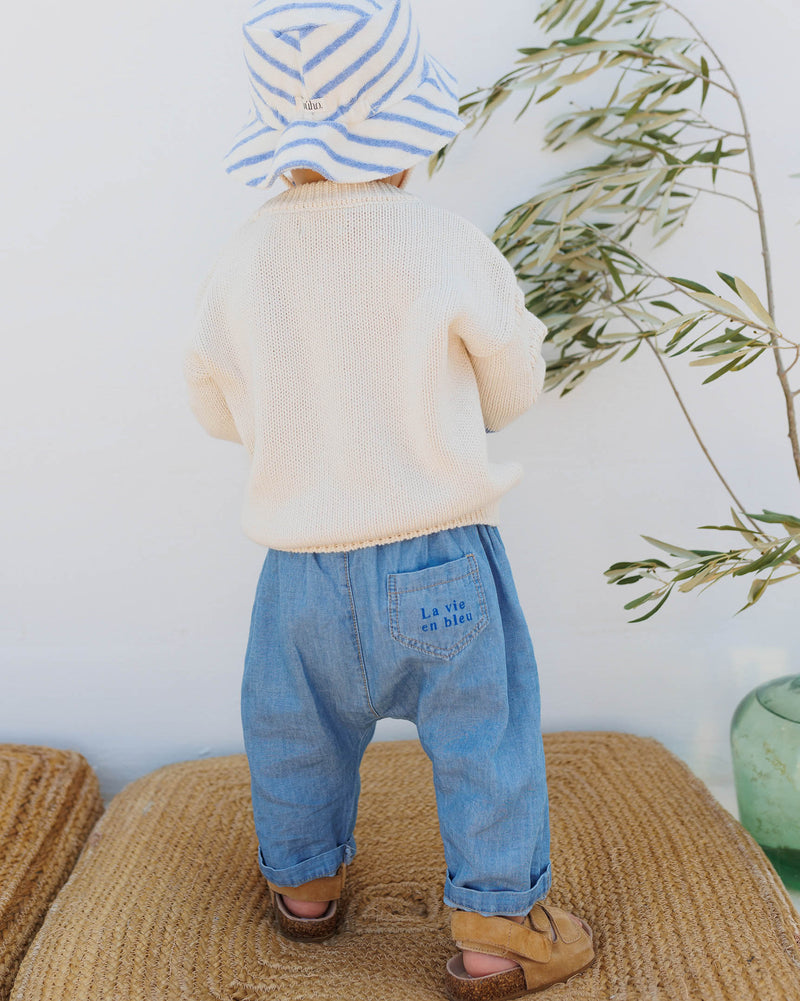 Búho baby denim linnen broek washed denim