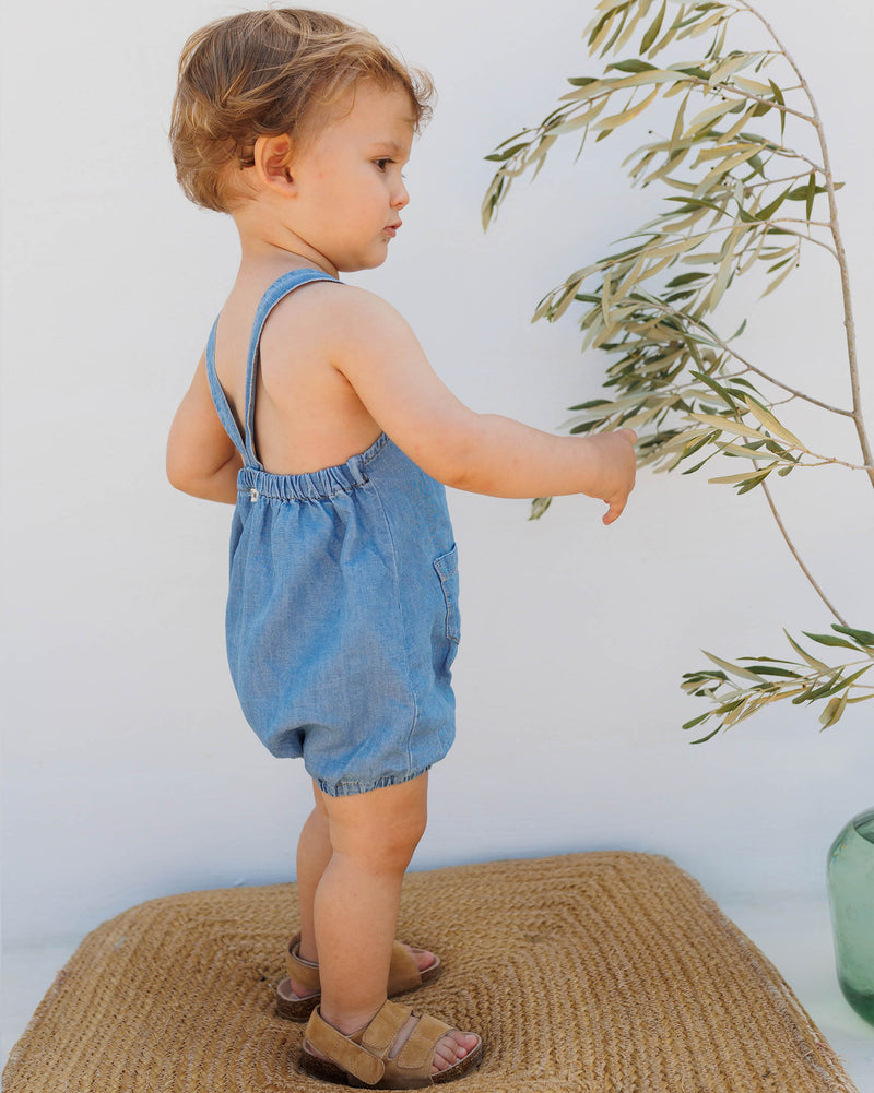 Búho baby denim linnen jumpsuit washed denim