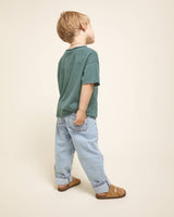 Búho pocket linen t-shirt green lake