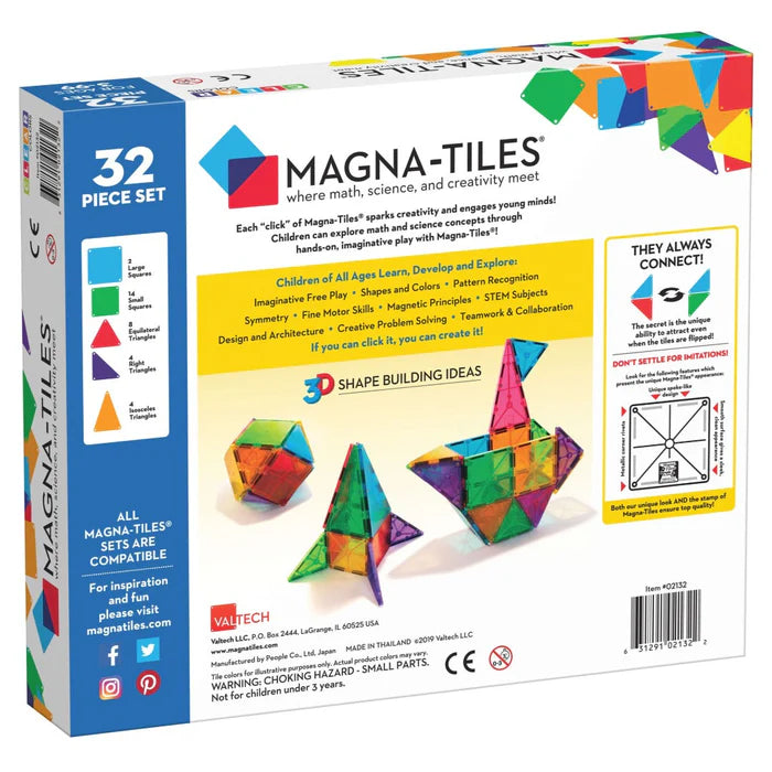 MAGNA-TILES Clear Colors 32 Piece Set