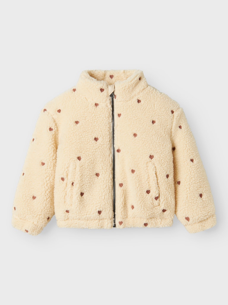 Lil' Atelier Mini Nalo sherpa jacket Sandshell EMB. HEARTS